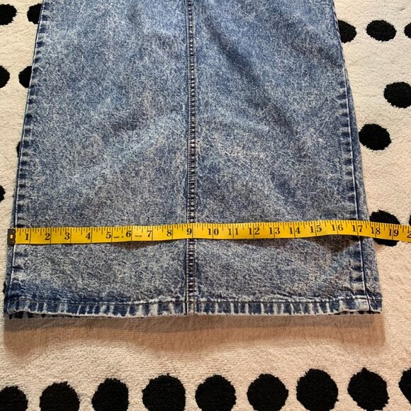 Vintage 80s Santana Jeans Midi High Rise Acid Wash Denim Maxi Skirt - Picture 15 of 16